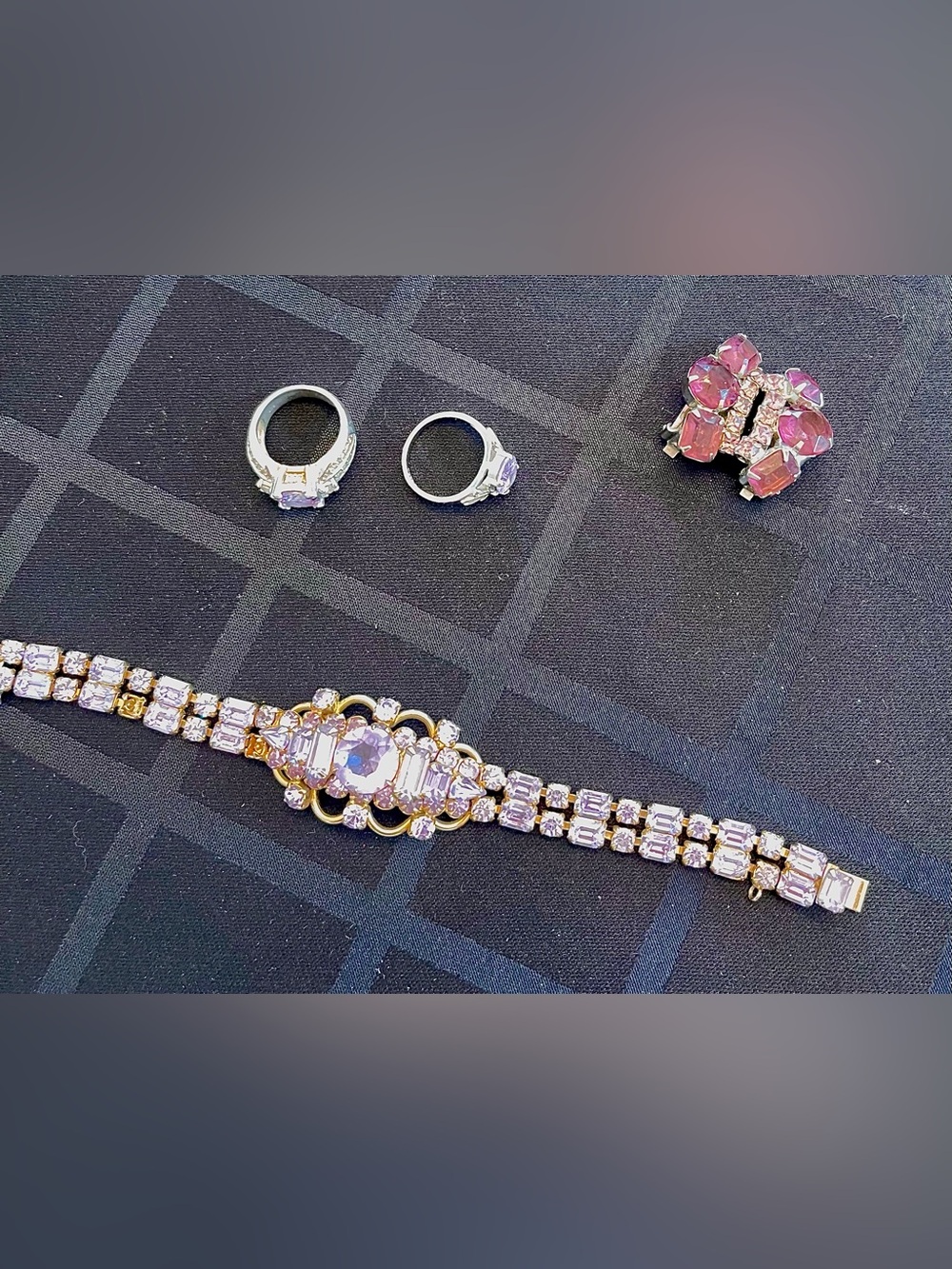 Kramer Gold-Tone Amethyst Bracelet rings and earring set - Picture 2 of 16
